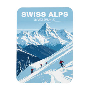 Magnet Flexible Alpes suisses vintages Ski Suisse Voyage