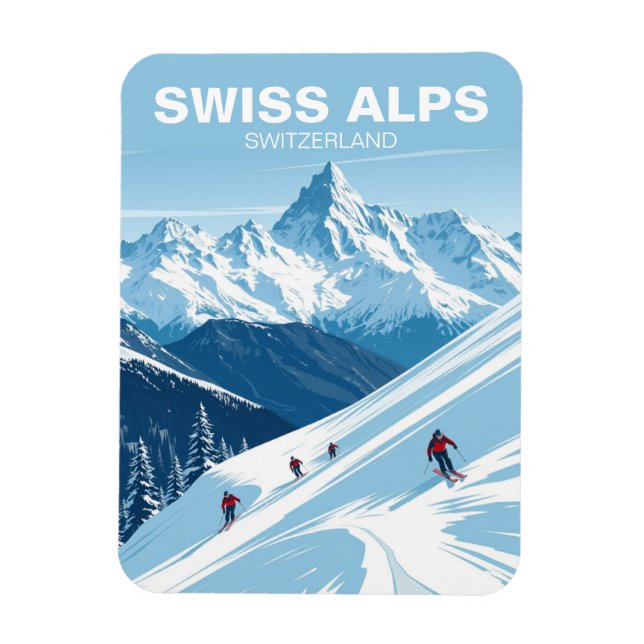 Magnet Flexible Alpes suisses vintages Ski Suisse Voyage (Vertical)