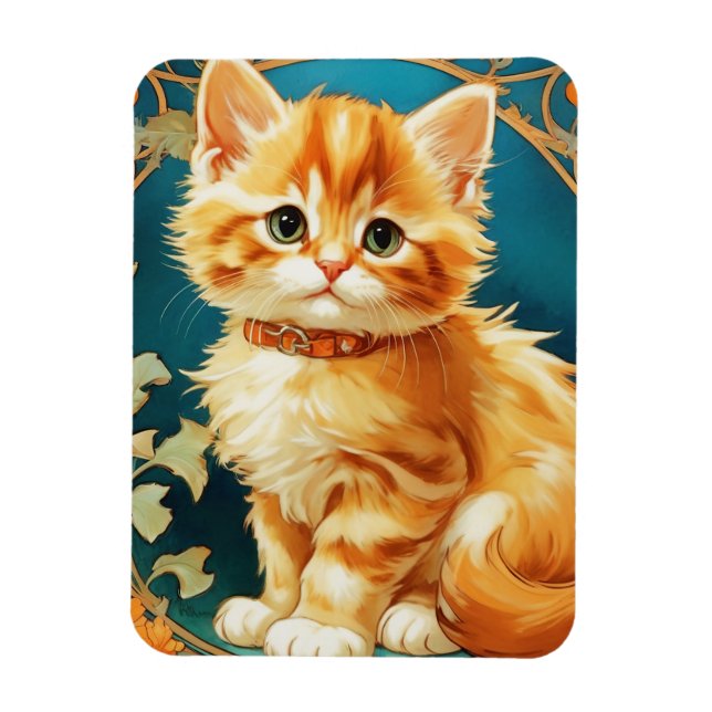 Magnet Flexible Alphonse Mucha Art Nouveau Chat (Vertical)