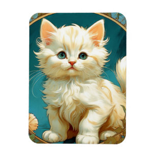 Magnet Flexible Alphonse Mucha Art Nouveau Chat Blanc