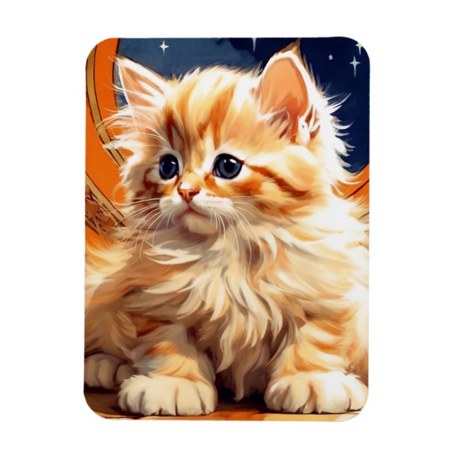 Magnet Flexible Alphonse Mucha Art Nouveau Chat orange (Vertical)
