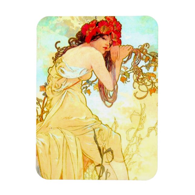 Magnet Flexible Alphonse Mucha Art Nouveau Été (Vertical)