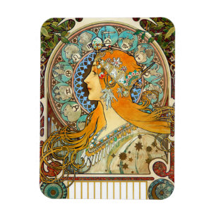 Magnet Flexible Alphonse Mucha Art Nouveau Zodiac