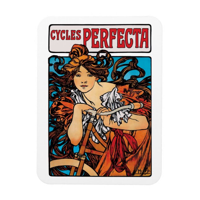 Magnet Flexible Alphonse Mucha - Cycles Perfecta Retro Art Nouveau (Vertical)