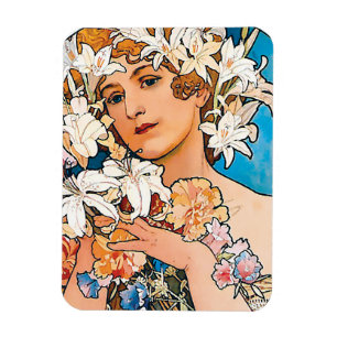 Magnet Flexible Alphonse Mucha - Fleur - Art Nouveau Rétro