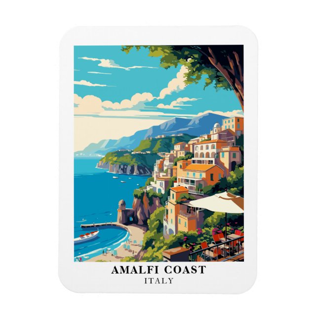 Magnet Flexible Amalfi Coast Italy Retro Travel Souvenir  (Vertical)