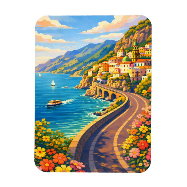 Magnet Flexible Amalfi Coast Italy Riviera Vintage Travel (Vertical)