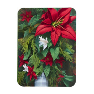 Magnet Flexible Amaryllis et Poinsettia Floral AI Art