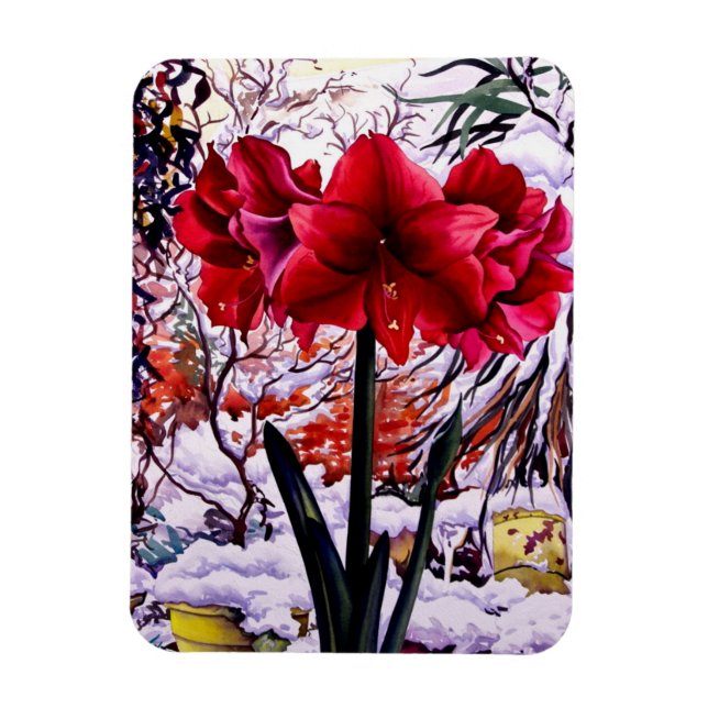 Magnet Flexible Amaryllis par fenêtre de neige (Vertical)