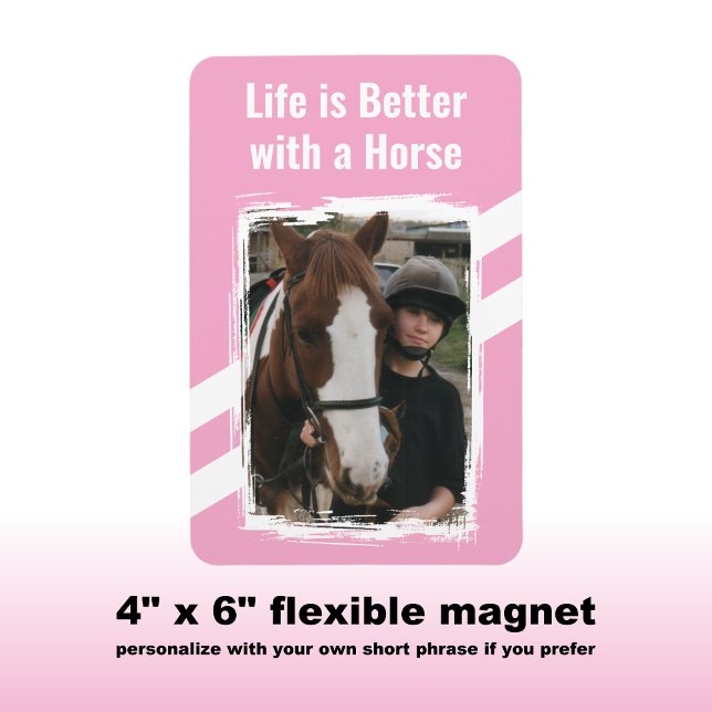 Magnet Flexible Amateur de cheval photo blanc rose (Créateur téléchargé)