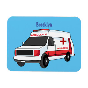 Magnet Flexible Ambulance fourgonnette rouge mignonne dessin animé