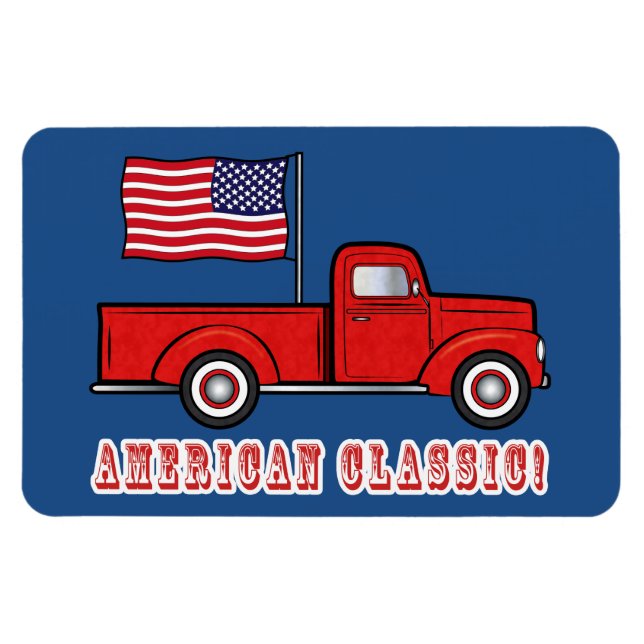 Magnet Flexible American Classic Pick-up Camion et drapeau (Horizontal)