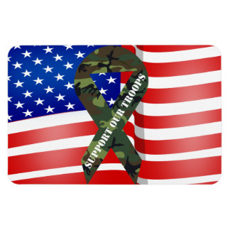 Magnet Flexible American Flag Green Camo Support Nos troupes