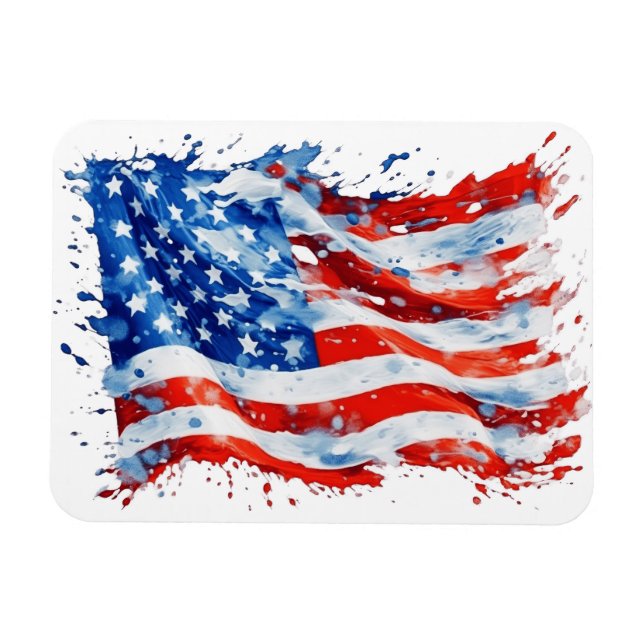 Magnet Flexible American Flag USA Watercolor 4 juillet (Horizontal)