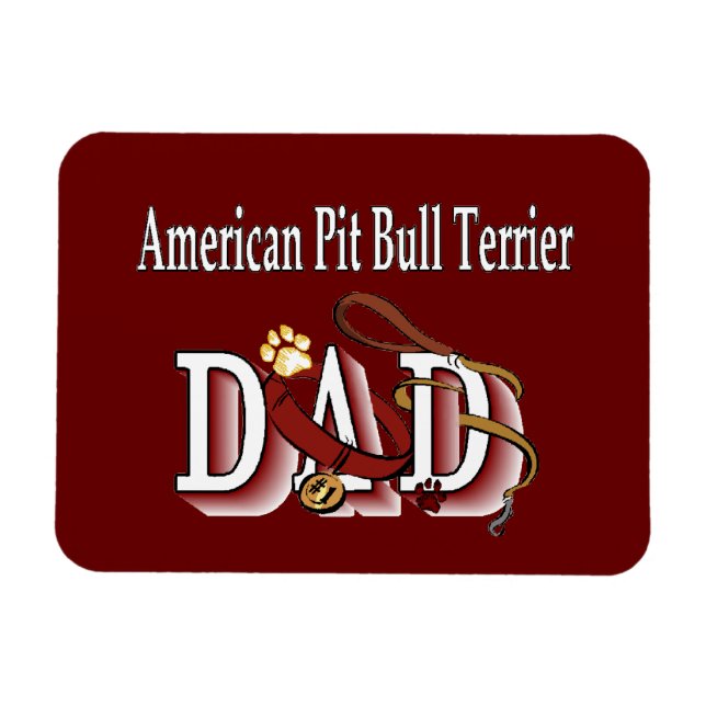 Magnet Flexible American Pit Bull Terrier Chien Papa (Horizontal)
