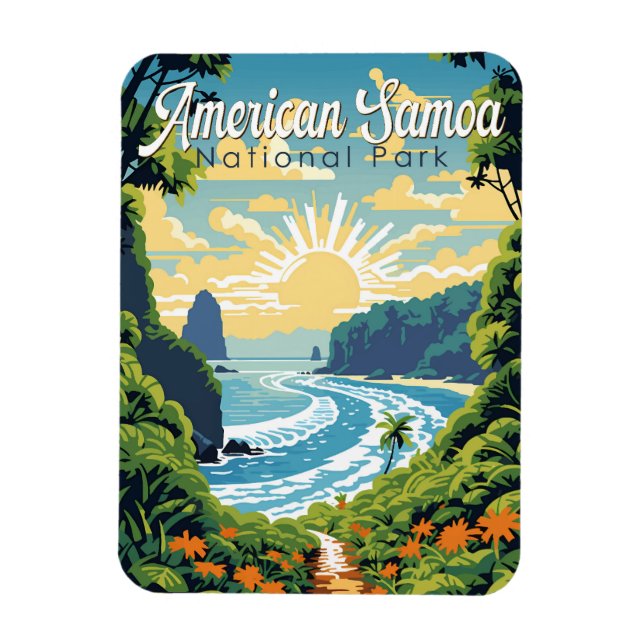 Magnet Flexible American Samoa National Park Illustration Retro (Vertical)