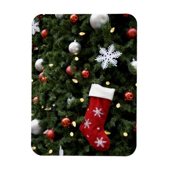 Magnet Flexible Amérique du Nord. Décorations de Noël sur l'arbre. (Vertical)