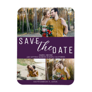 Magnet Flexible Améthyste Violet Save the Date Mariage 3 Photos