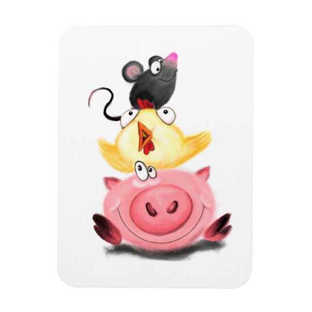 Magnet Flexible Amis Piggy Chick et souris Aimant (Vertical)
