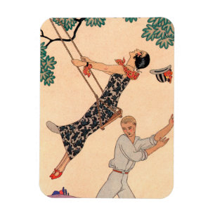 Magnet Flexible Amour Art Déco Vintage, La Balançoire de George Ba