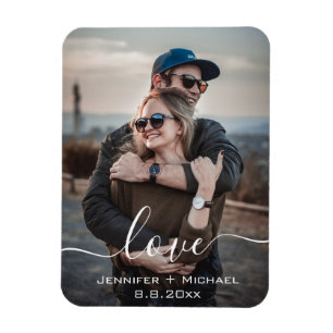Magnet Flexible amour, calligraphie moderne, photo de jeunes marié