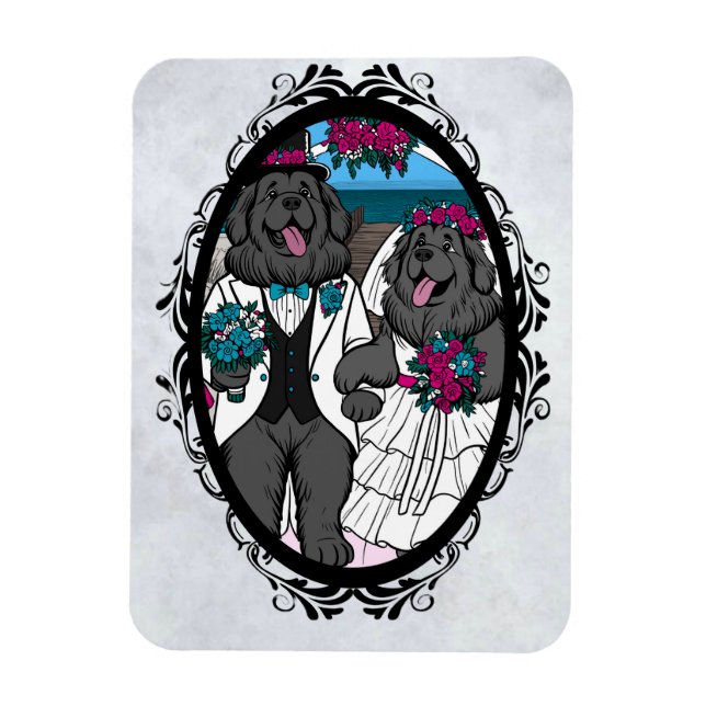 Magnet Flexible Amour de Terre-Neuve (Saint-Valentin, Mariage, Ann (Vertical)