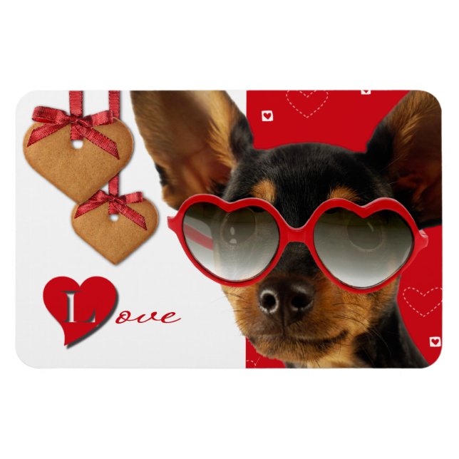 Magnet Flexible Amour. Drôle Chien Valentine's Day Cadeau (Horizontal)