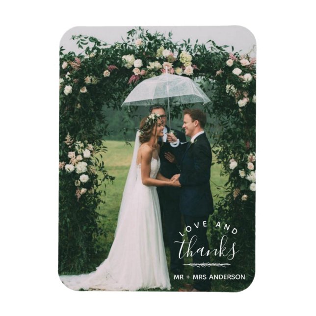 Magnet Flexible Amour et Merci Mariage Merci Photo (Vertical)