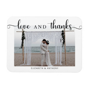 Magnet Flexible Amour et Merci Photo Mariage Simple Elegant Chic