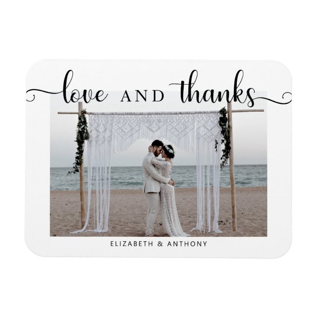 Magnet Flexible Amour et Merci Photo Mariage Simple Elegant Chic (Horizontal)