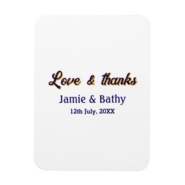Magnet Flexible Amour et merci violet orange nom du couple date (Vertical)