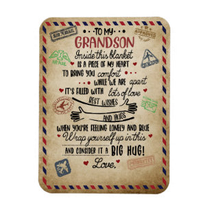 Magnet Flexible Amour Grandson   Lettre à mon petit-fils de grand-