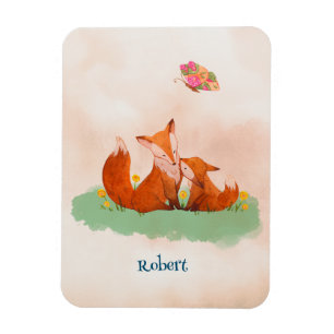 Magnet Flexible Amour maternel entre une mère renard et son bébé