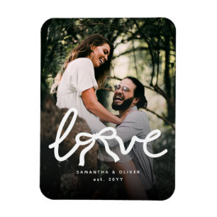 Magnet Flexible Amour Moderne Couple Typographie Photo Personnalis