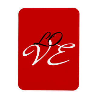 Magnet Flexible Amour Rouge Blanc Noir Couleur Calligraphie Script