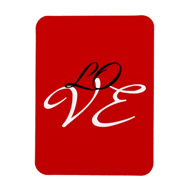 Magnet Flexible Amour Rouge Blanc Noir Couleur Calligraphie Script (Vertical)