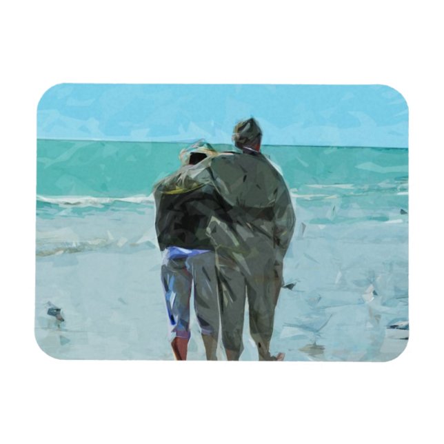 Magnet Flexible Amoureux Anniversaire Promenade sur la plage Abstr (Horizontal)
