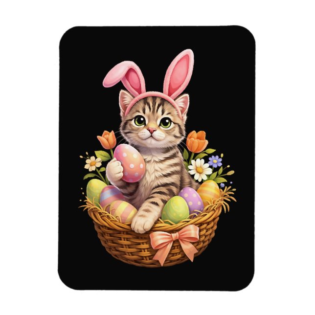 Magnet Flexible Amoureux de chatons mignons Joyeuses Pâques Chat (Vertical)