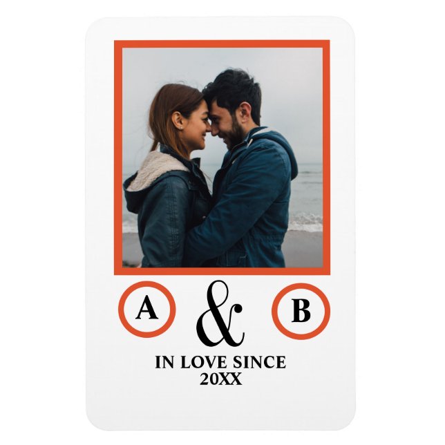 Magnet Flexible Amoureux de la Saint Valentin couple monogramme (Vertical)