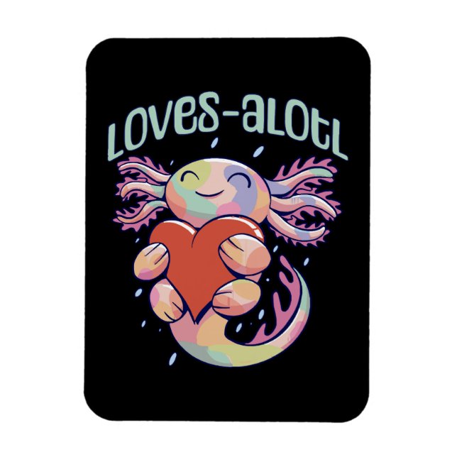Magnet Flexible Amours romantiques - axolotl heureux (Vertical)
