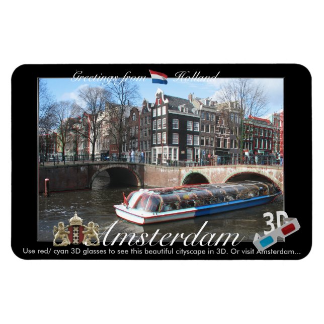 Magnet Flexible Amsterdam Holland 3D View Anaglyph (Horizontal)