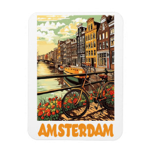 Magnet Flexible Amsterdam Hollande Canal Ville Colorée Vintage