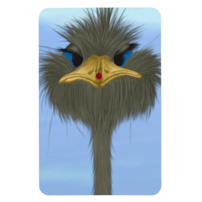 Magnet Flexible Amusant Ostrich George Et Mignonne Ladybug (Vertical)