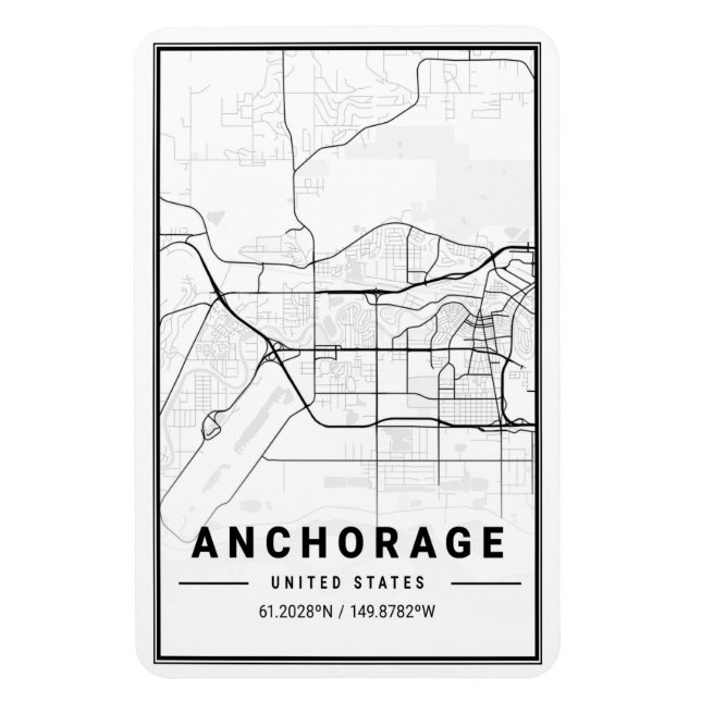 Magnet Flexible Anchorage Alaska USA City Travel Plan de la ville (Vertical)