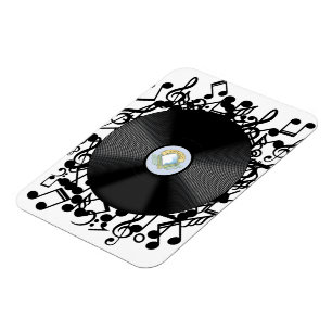 Magnet Flexible Ancien disque de vinyle et notes musicales