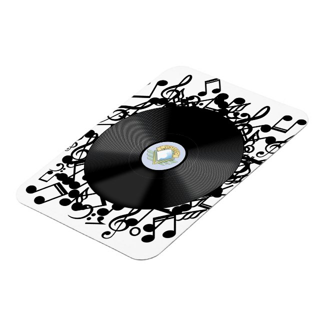 Magnet Flexible Ancien disque vinyle et notes de musique (Côté Gauche)