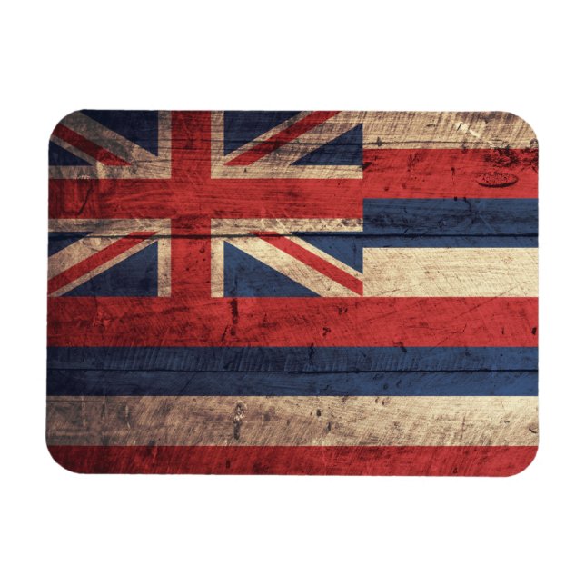 Magnet Flexible Ancien drapeau Hawaï en bois ; (Horizontal)