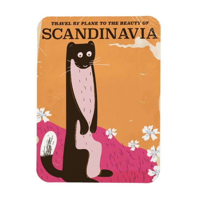 Magnet Flexible Ancienne affiche de voyage scandinave. (Vertical)