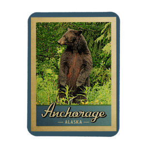 Magnet Flexible Ancrage Ours Vintage voyage de l'Alaska