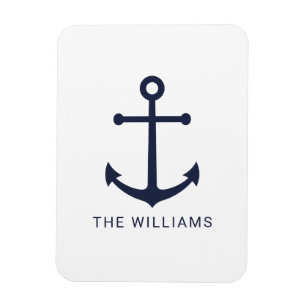 Magnet Flexible Ancre bleue marine et nom personnalisé